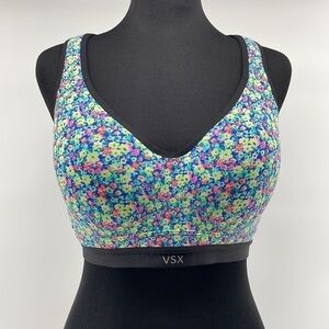 Victoria's Secret VSX Sports Bra 34 D floral bright summer high impact workout